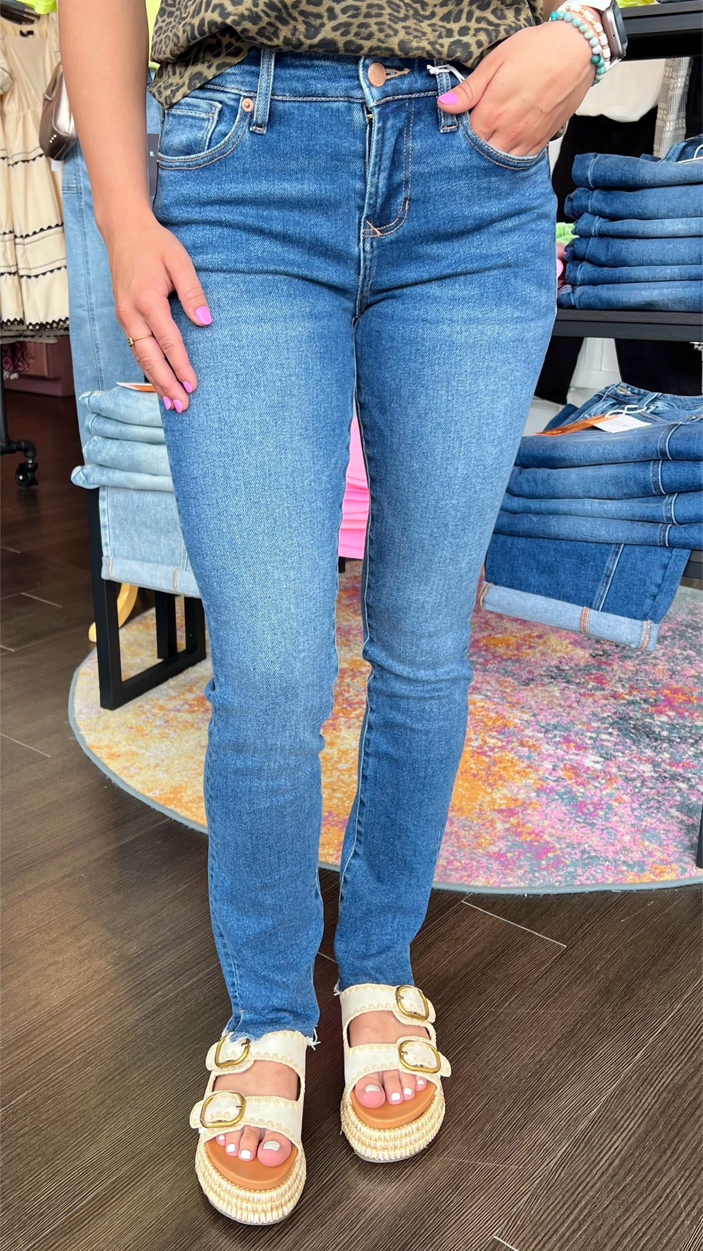 Blaire Mid Rise Clean Hem in Rivers by Dear John