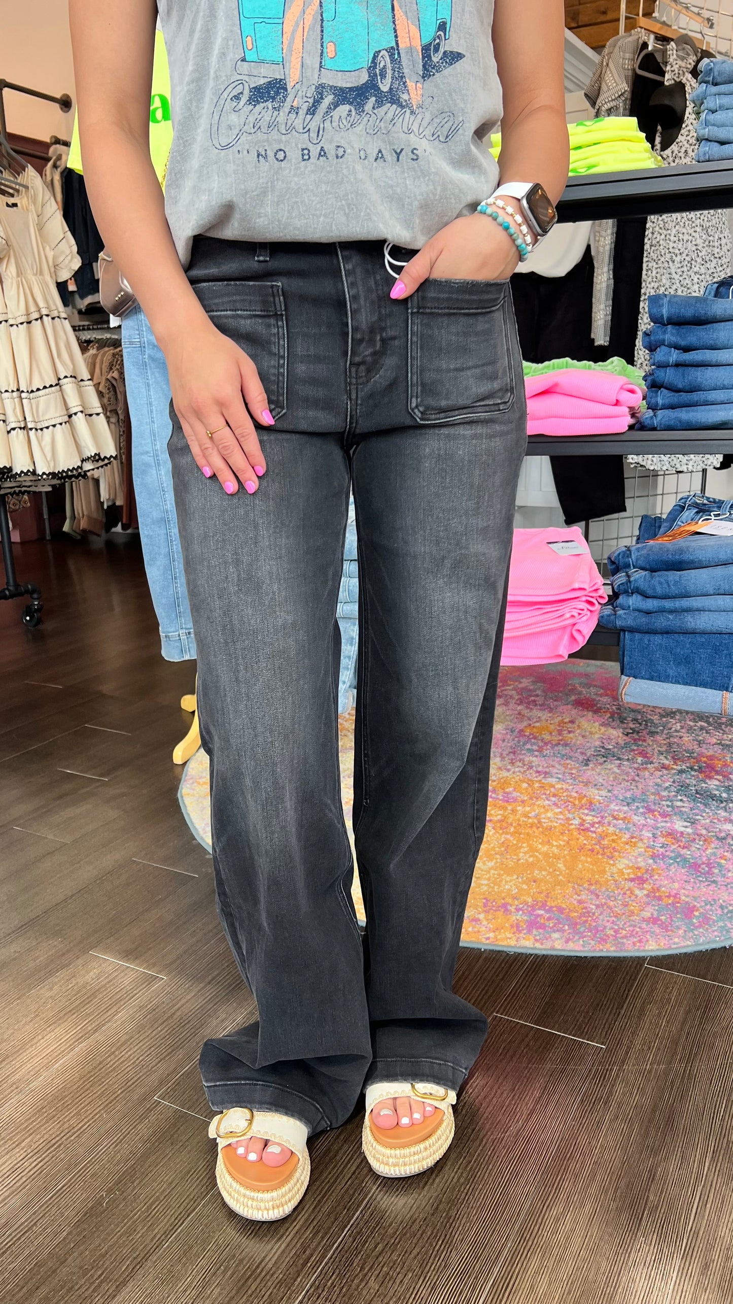 Power Play High Rise Wide Leg Trouser in Engross by Vervet