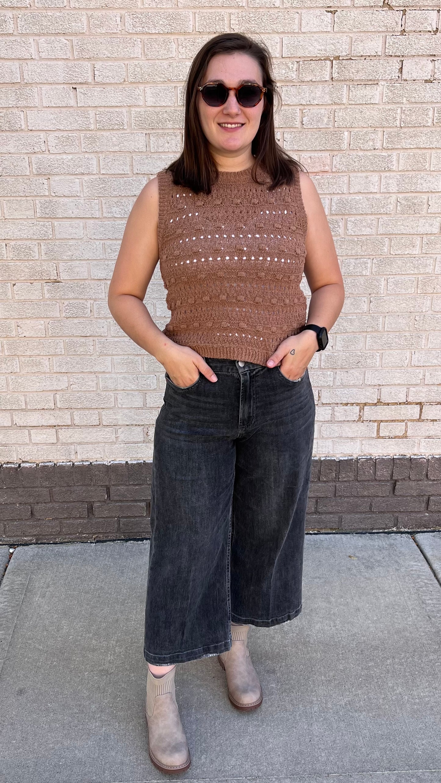 Audrey Super High Rise Wide Leg Crop in Rhythm by Dear John