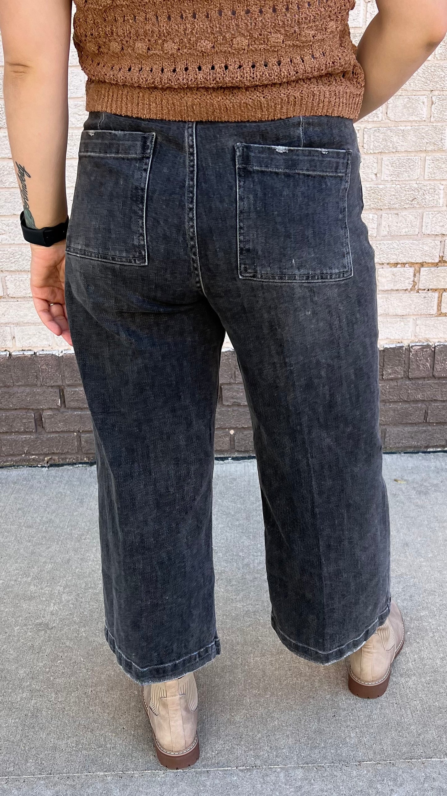 Audrey Super High Rise Wide Leg Crop in Rhythm by Dear John