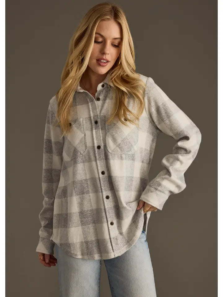 Light Grey & White Super Soft Button Up