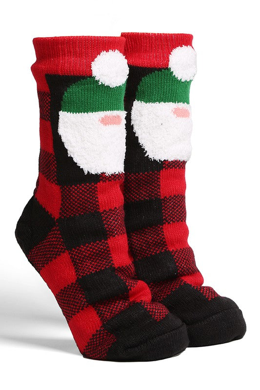 Santa Baby Buffalo Check Non-Slip Slipper Socks
