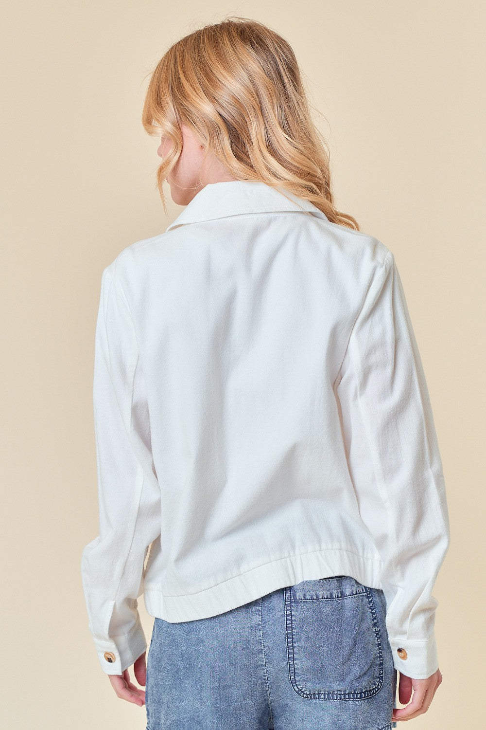Ruched Bottom Jacket with Front Double Pockets