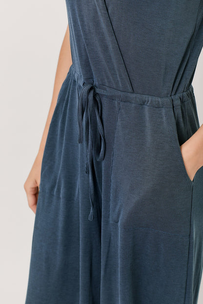 Modal Ribbed Jumpsuit in Navy by Mystree