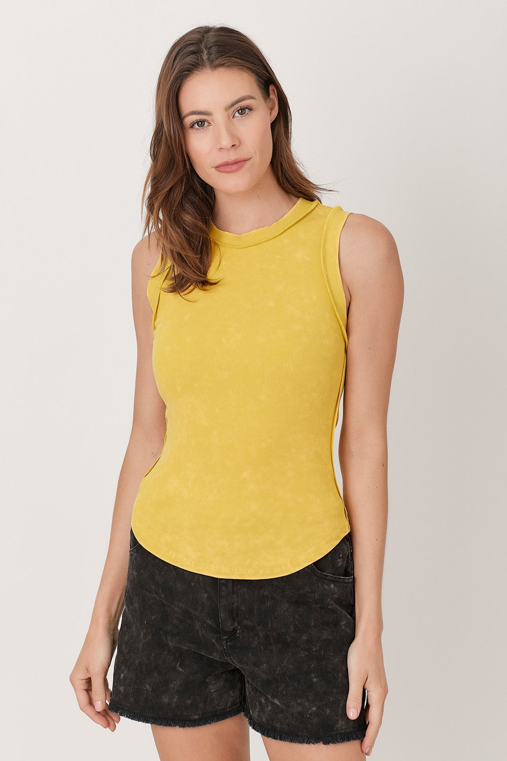 Exposed Seam Ribbed Tank by Mystree