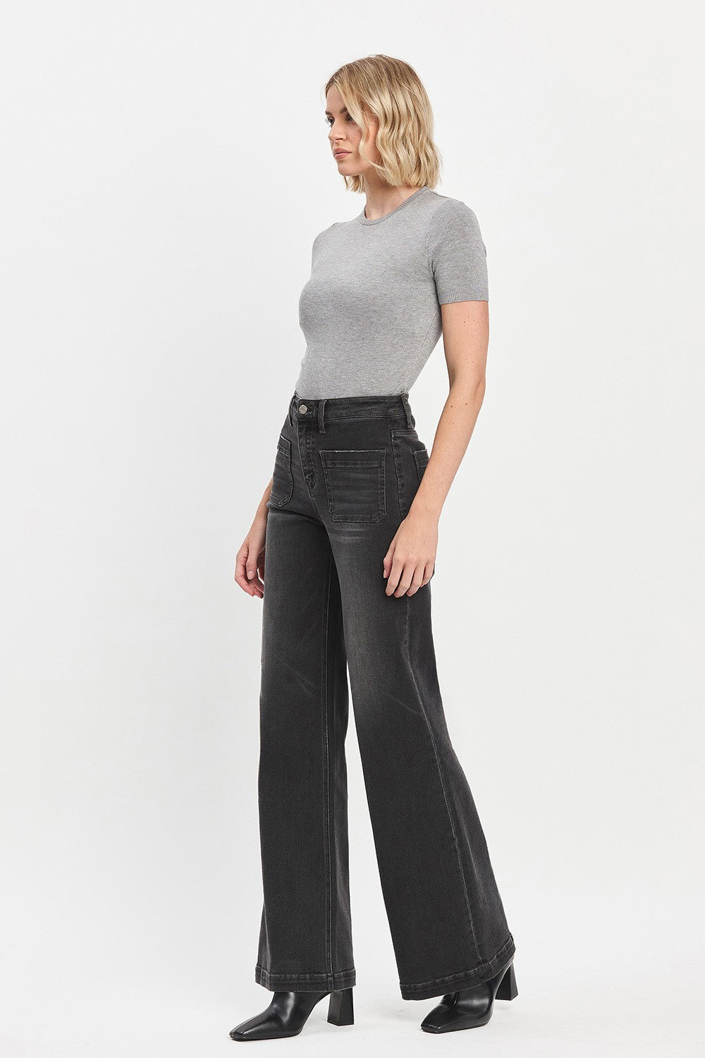 Power Play High Rise Wide Leg Trouser in Engross by Vervet
