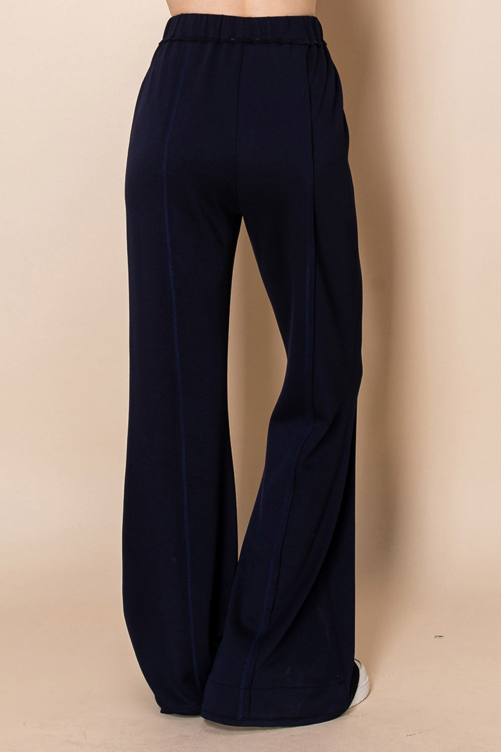 High Waisted Navy Knit Pants