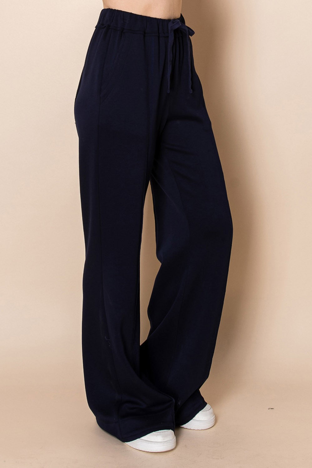 High Waisted Navy Knit Pants
