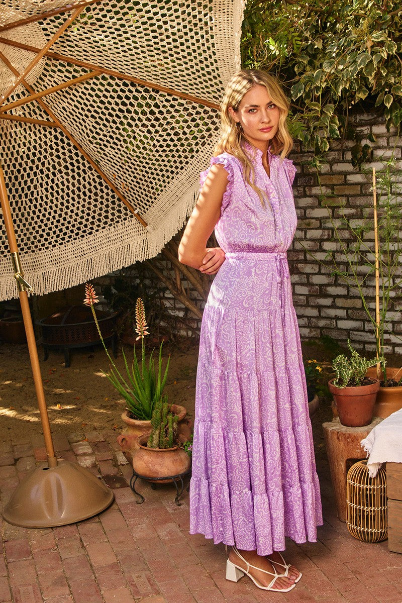 Lavender Paisley Print Maxi Dress by Pinch