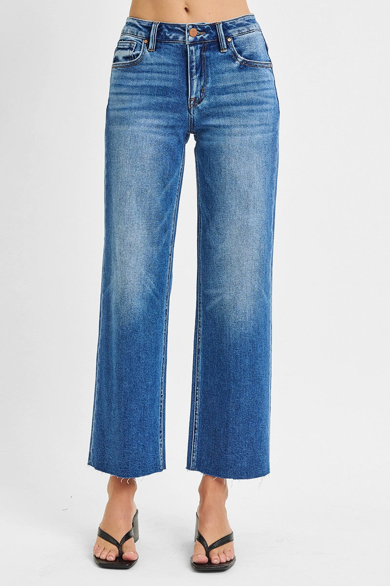 Tummy Control Mid Rise Cropped Wide Leg by Risen Jeans