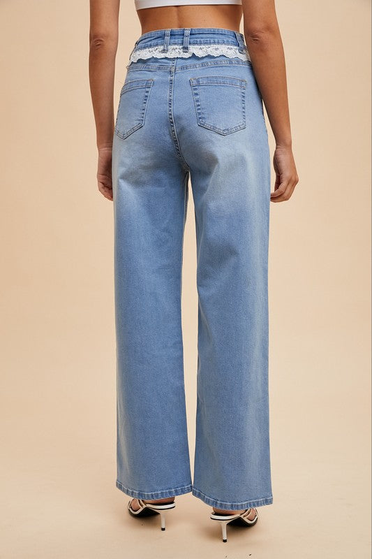 Lace Me Up High Rise Jeans