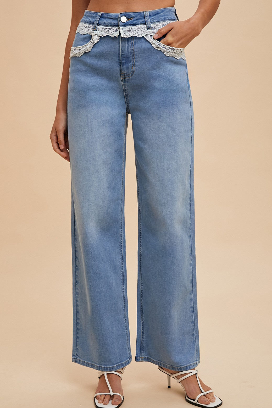 Lace Me Up High Rise Jeans