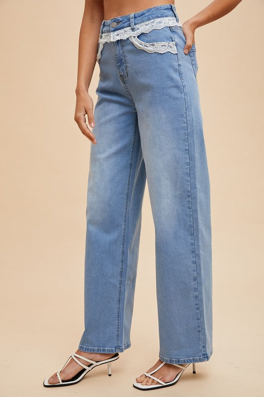 Lace Me Up High Rise Jeans