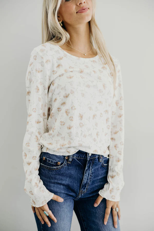 Long Sleeve Ribbed Tee in Dried Rose
