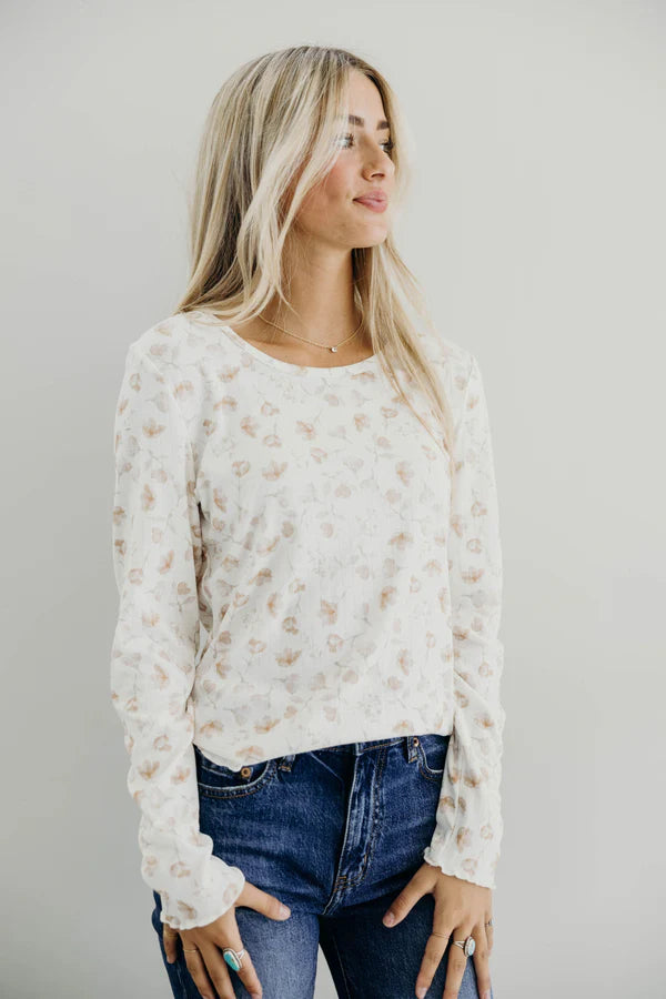 Long Sleeve Ribbed Tee in Dried Rose