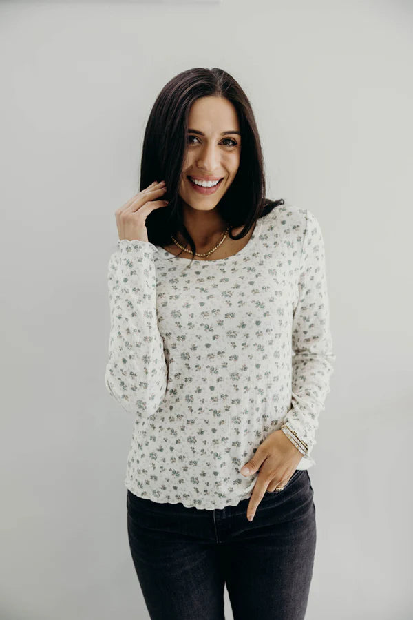 Long Sleeve Ribbed Tee in Dewdrop Slate