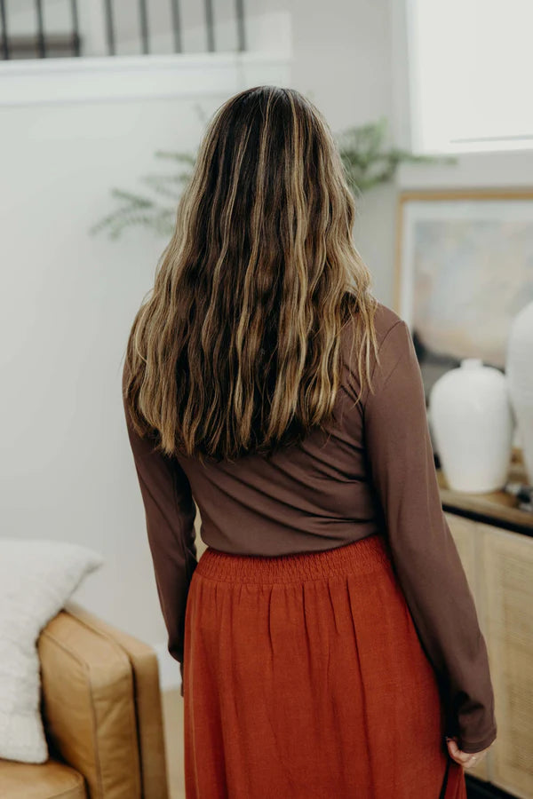 High Neck Long Sleeve Ribbed Tee