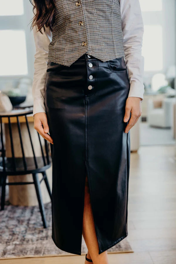 Boardroom to Bar Faux Leather Skirt