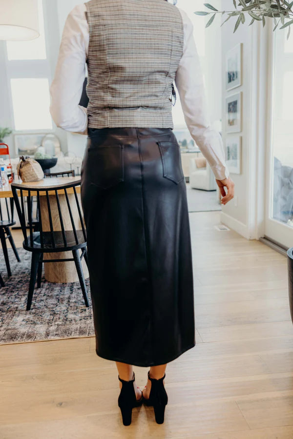 Boardroom to Bar Faux Leather Skirt