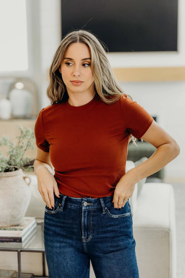 Short Sleeve Ribbed Tee