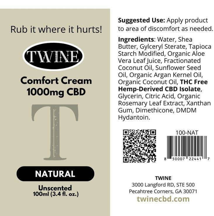 CBD Comfort Cream - Pain Relief Cream - Unscented Natural