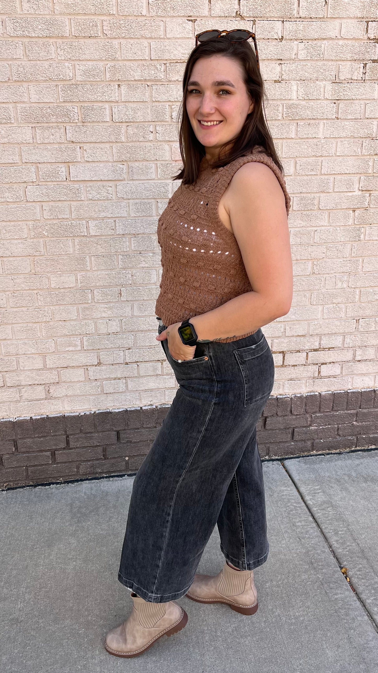 Audrey Super High Rise Wide Leg Crop in Rhythm by Dear John