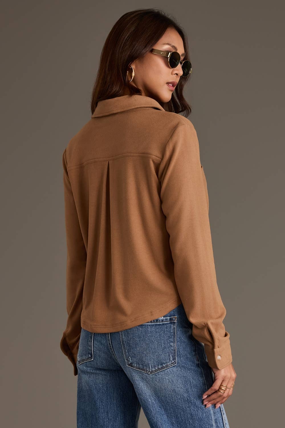 Perfectly Cropped Super Soft Button Up in Cognac