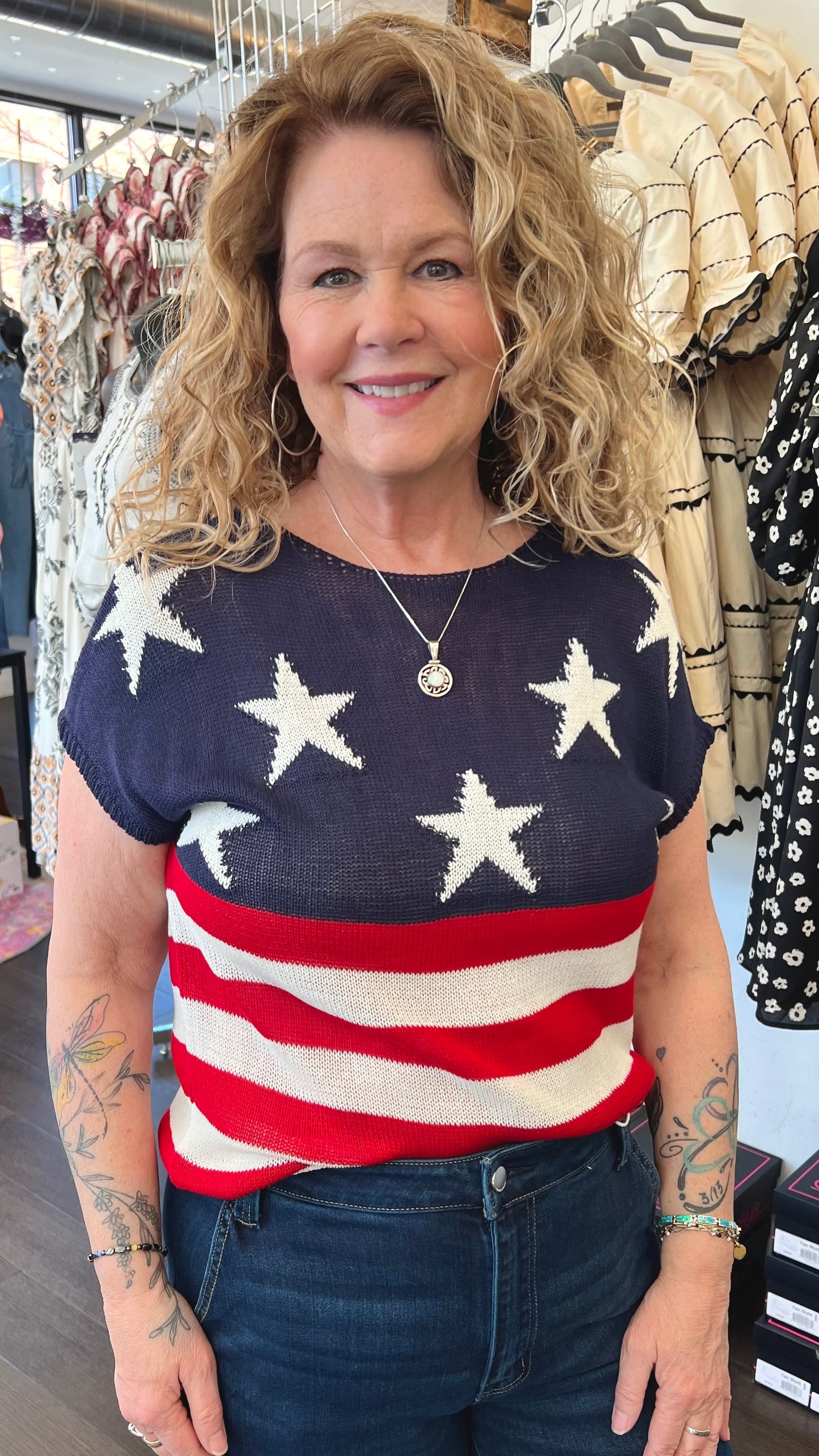 American Flag Sweater Top