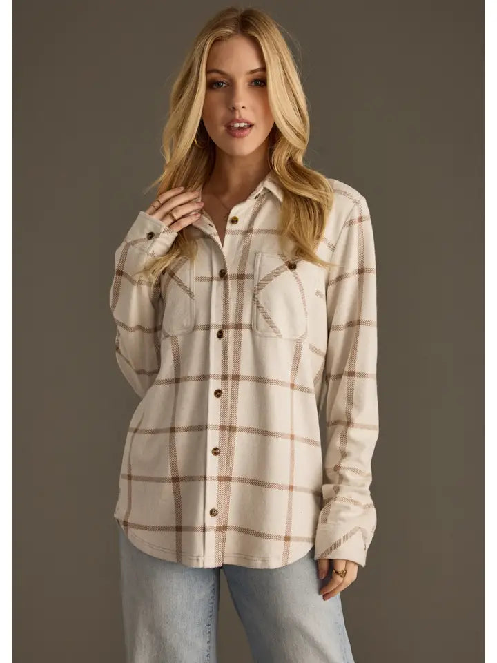 Beige & Brown Super Soft Button Up