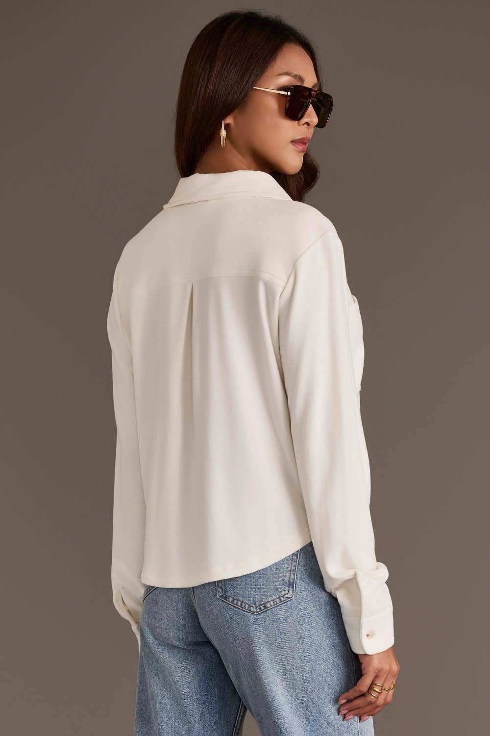 Perfectly Cropped Super Soft Button Up in Ivory