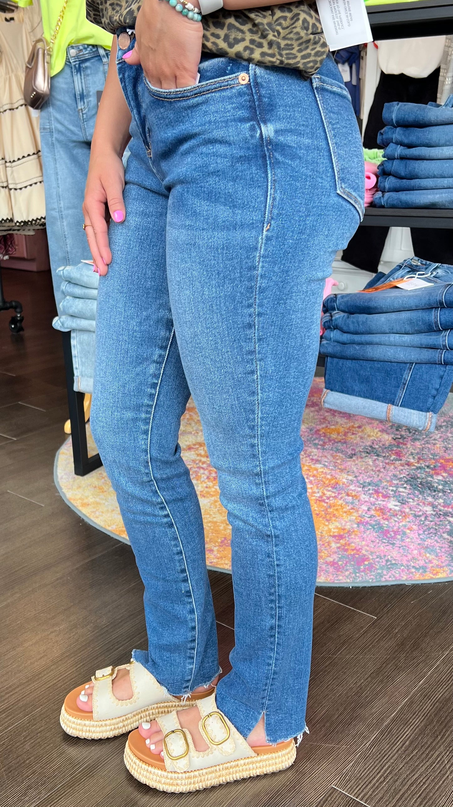 Blaire Mid Rise Clean Hem in Rivers by Dear John