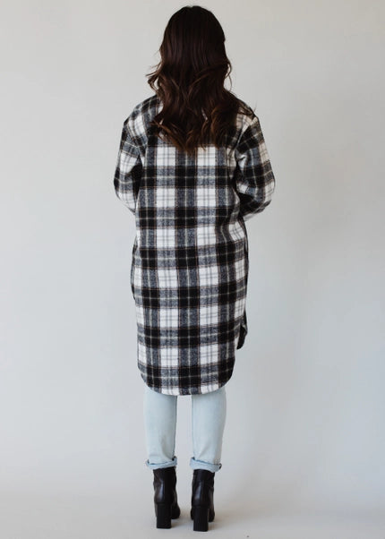 Black, White & Olive Plaid Flannel