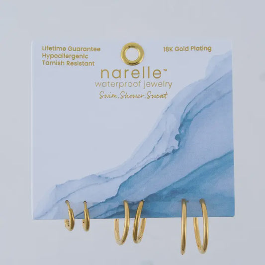 Narelle Waterproof Classic Hoop Earring Trio