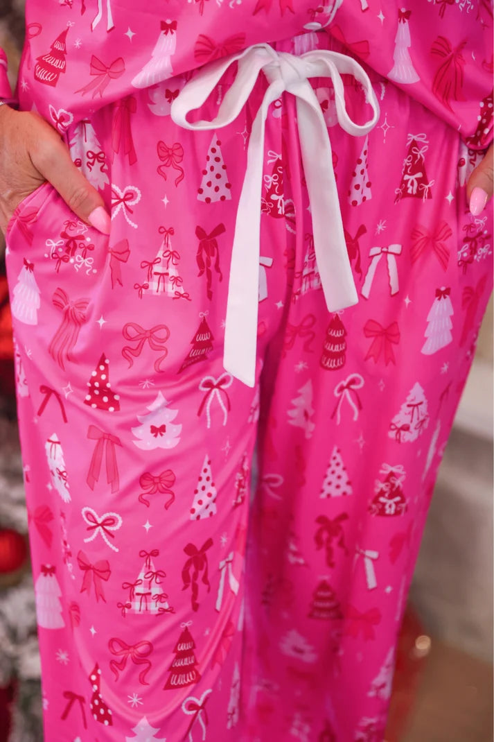 PRE ORDER Pretty Pink Christmas Ruffle Pajama Set (ETA 10/19)