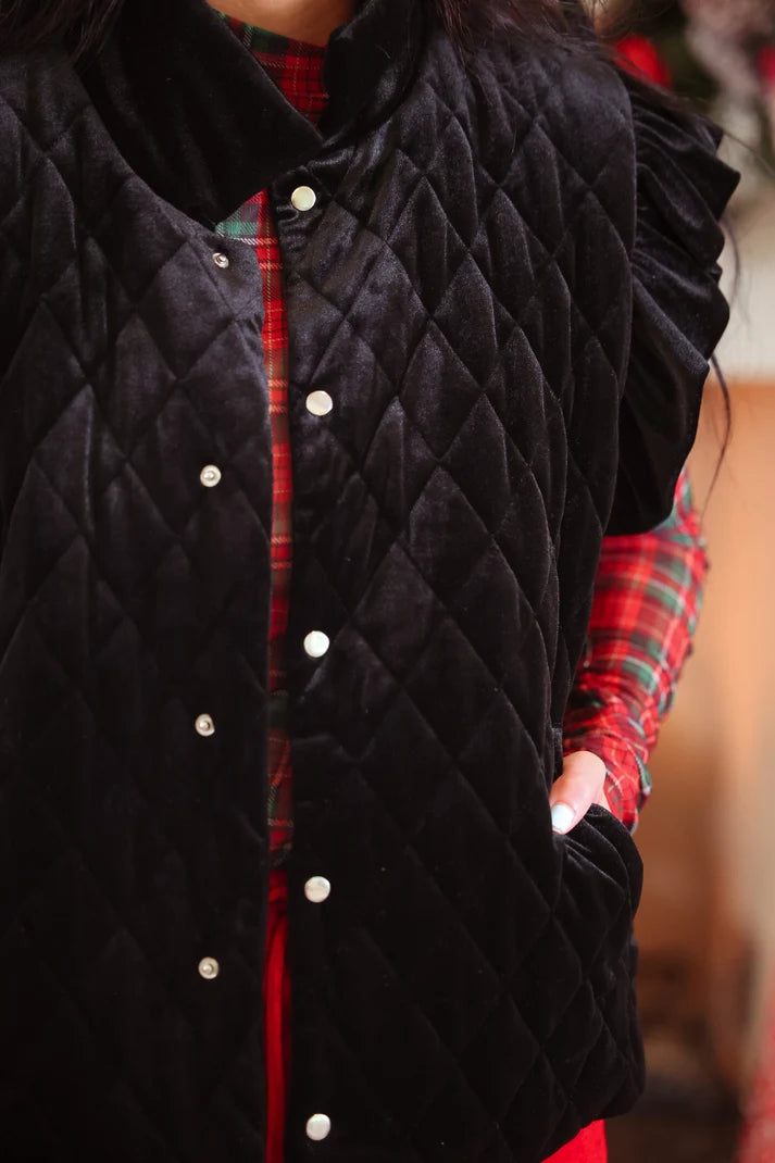 PRE ORDER Velvet Quilted Vest- Black (ETA 10/19)