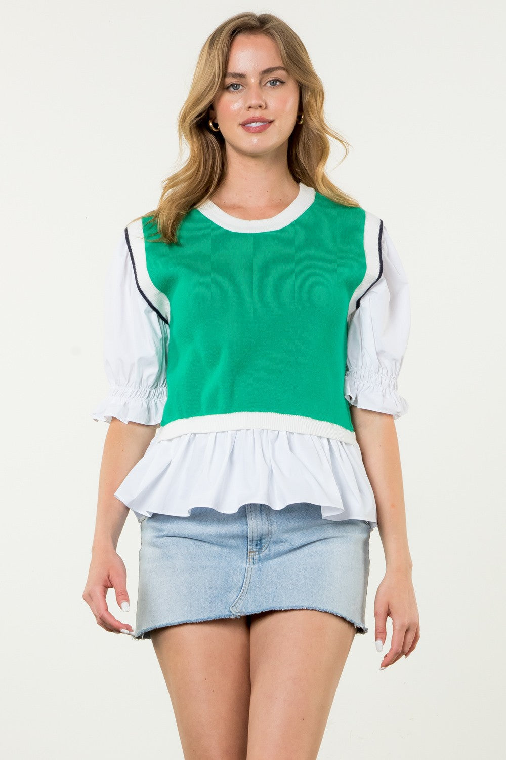 Mixed Media Knit Top