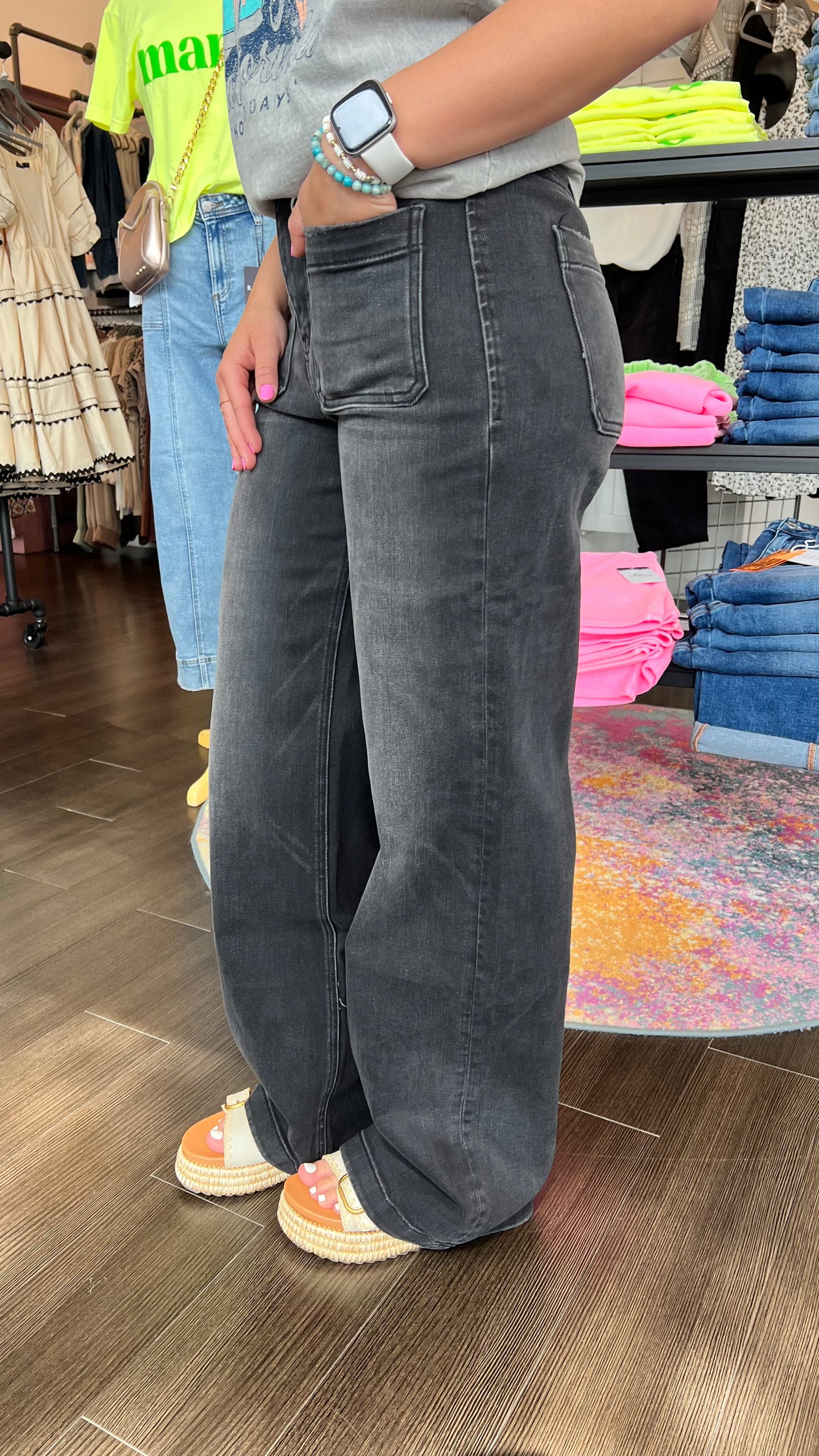 Power Play High Rise Wide Leg Trouser in Engross by Vervet
