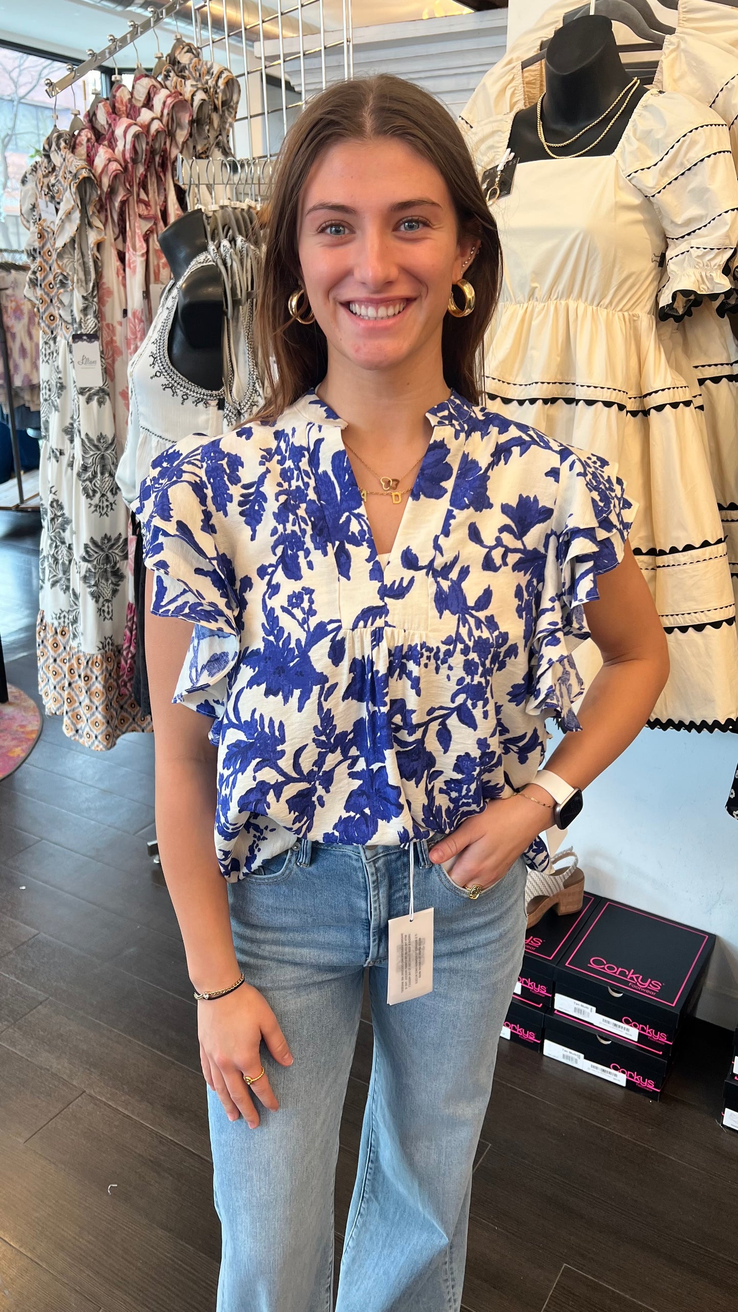 Floral Delight Ruffle Sleeve Top