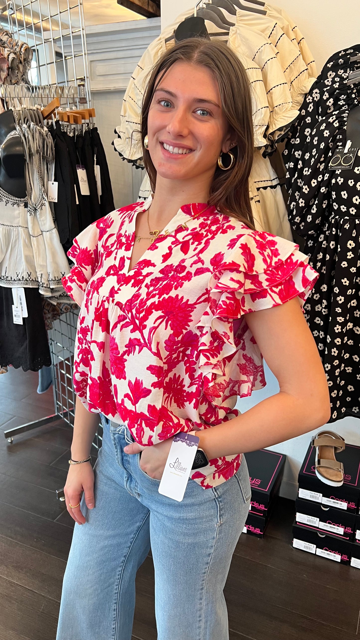 Floral Delight Ruffle Sleeve Top