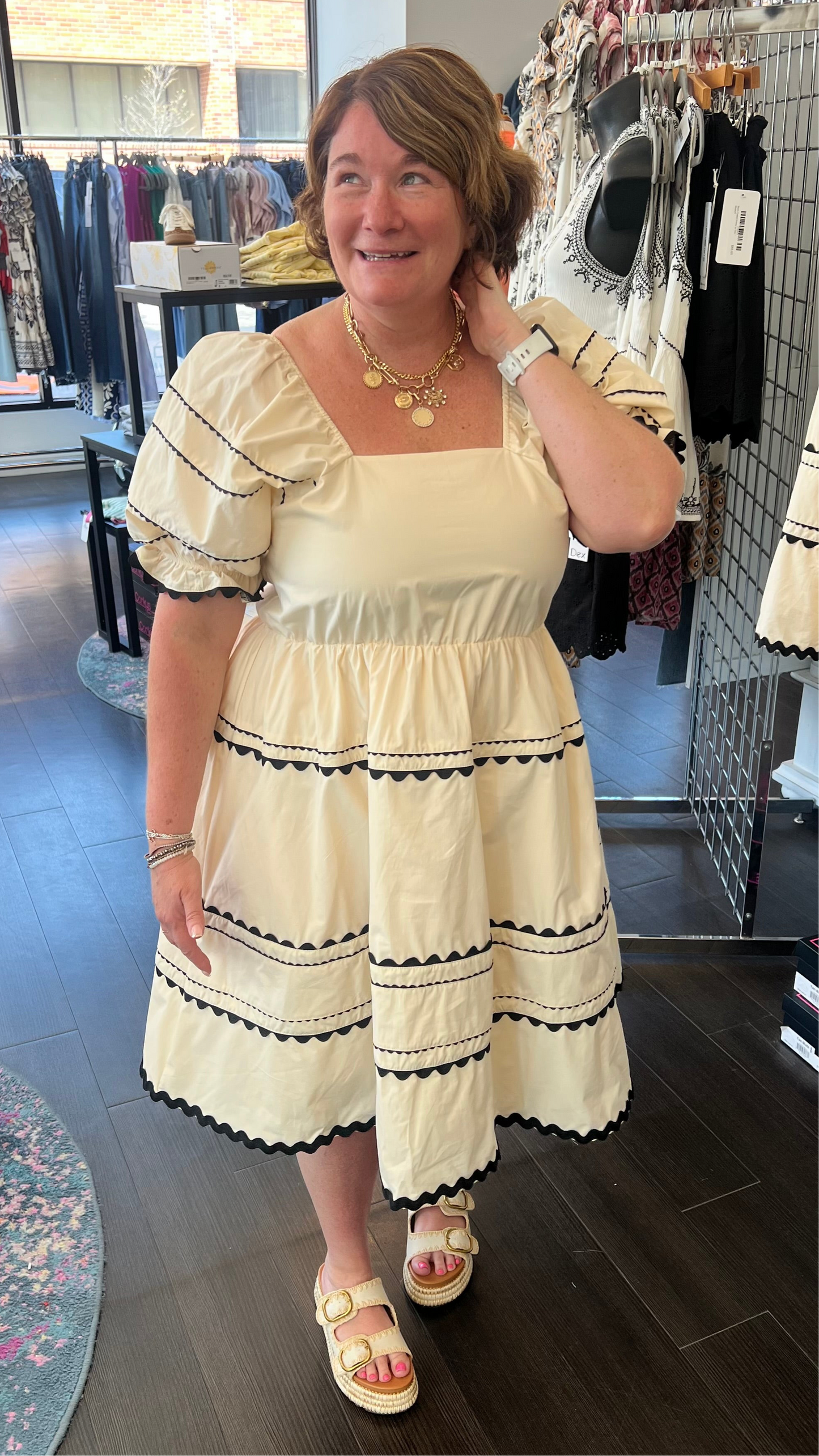 The Damson Dress in Cream Cloud