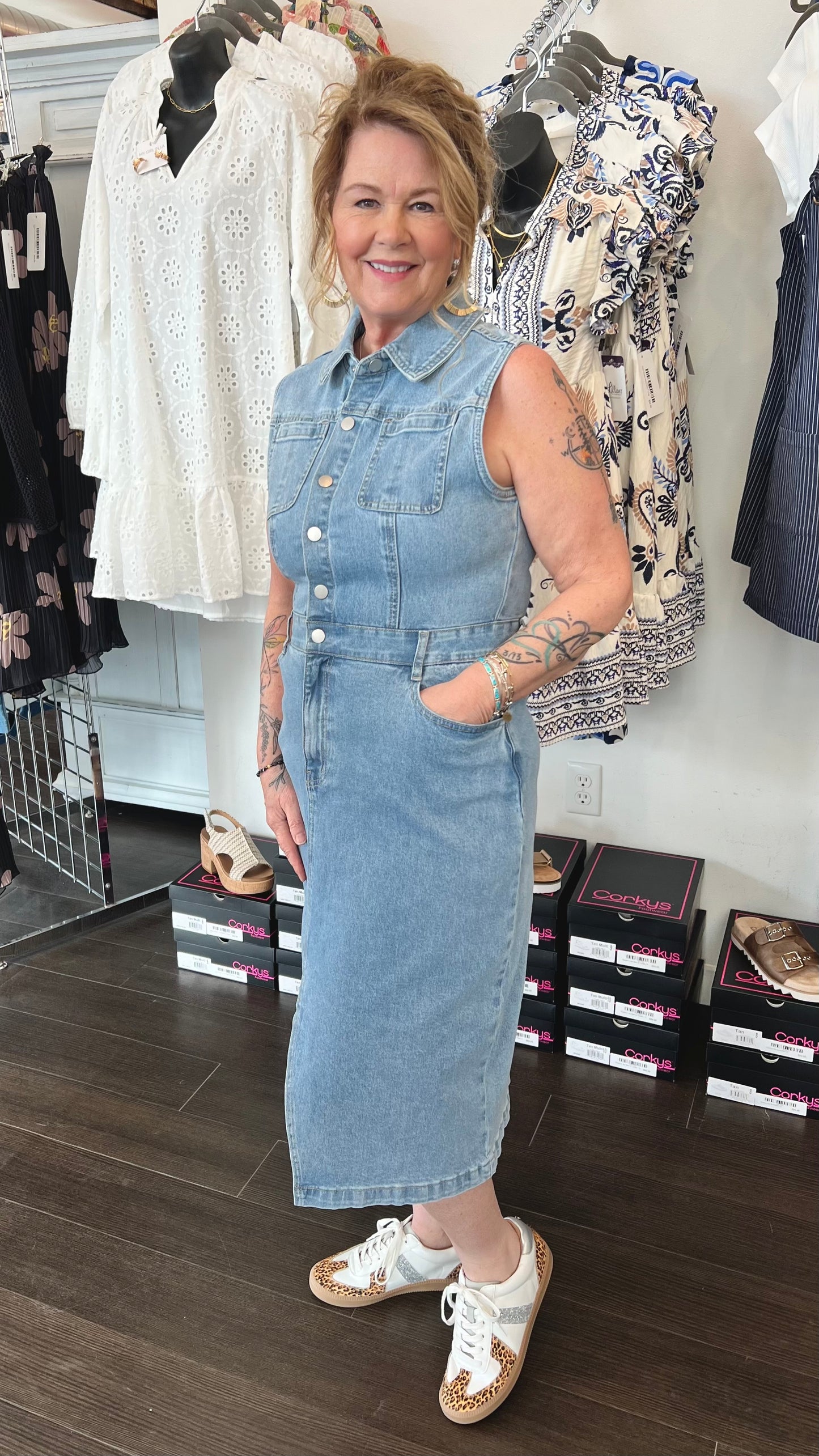 Trish Denim Dress in Oasis by Dear John