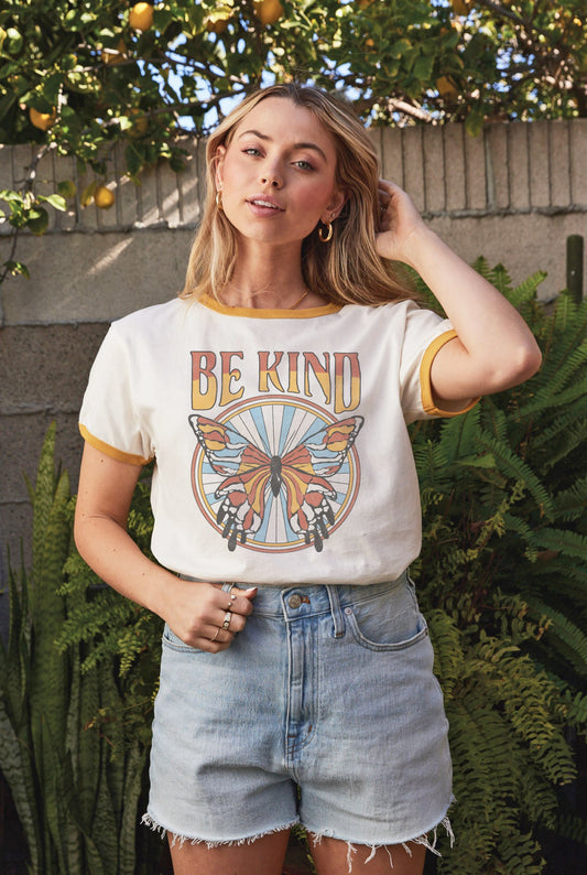 Be Kind Ringer Graphic Tee