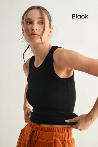 Essential Micro-Ribbed Athleisure Tank Top by Mono B