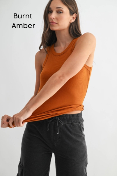 Essential Micro-Ribbed Athleisure Tank Top by Mono B