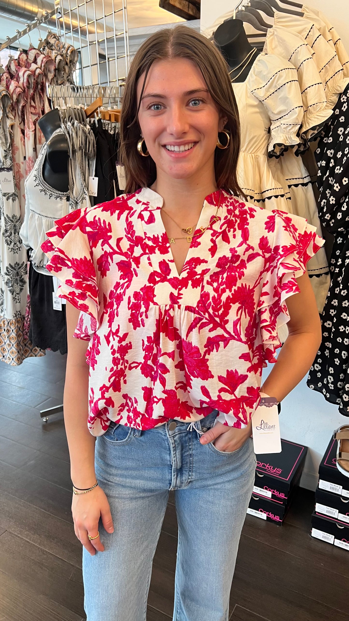 Floral Delight Ruffle Sleeve Top