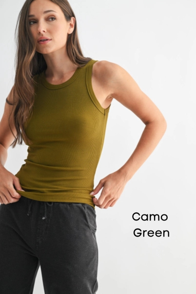 Essential Micro-Ribbed Athleisure Tank Top by Mono B