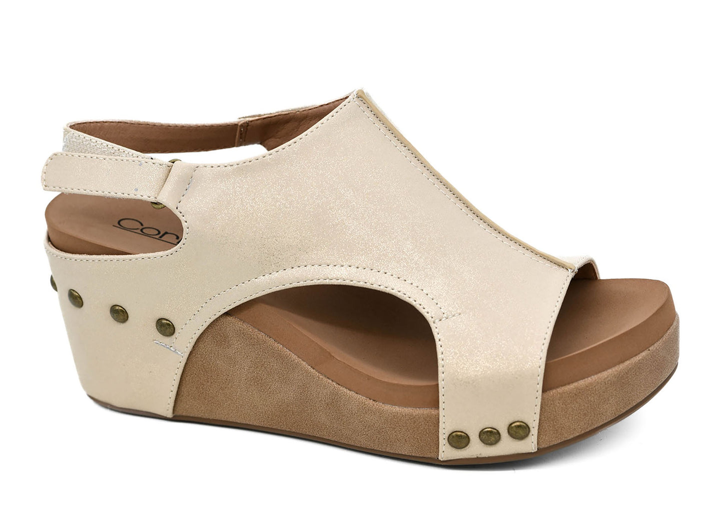 Carly Wedge in Washed Gold by Corkys