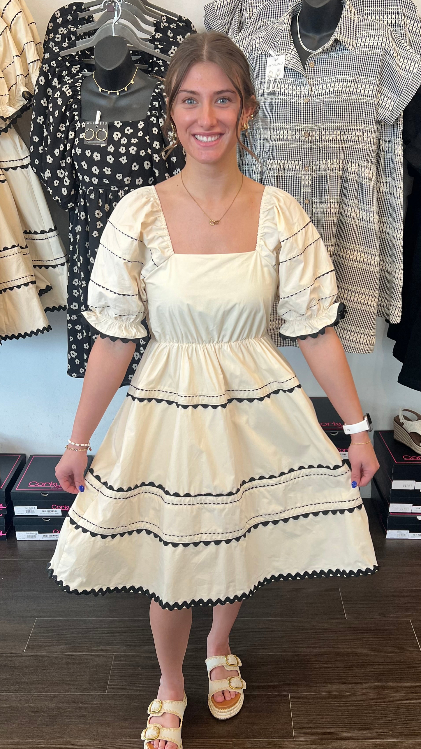 The Damson Dress in Cream Cloud