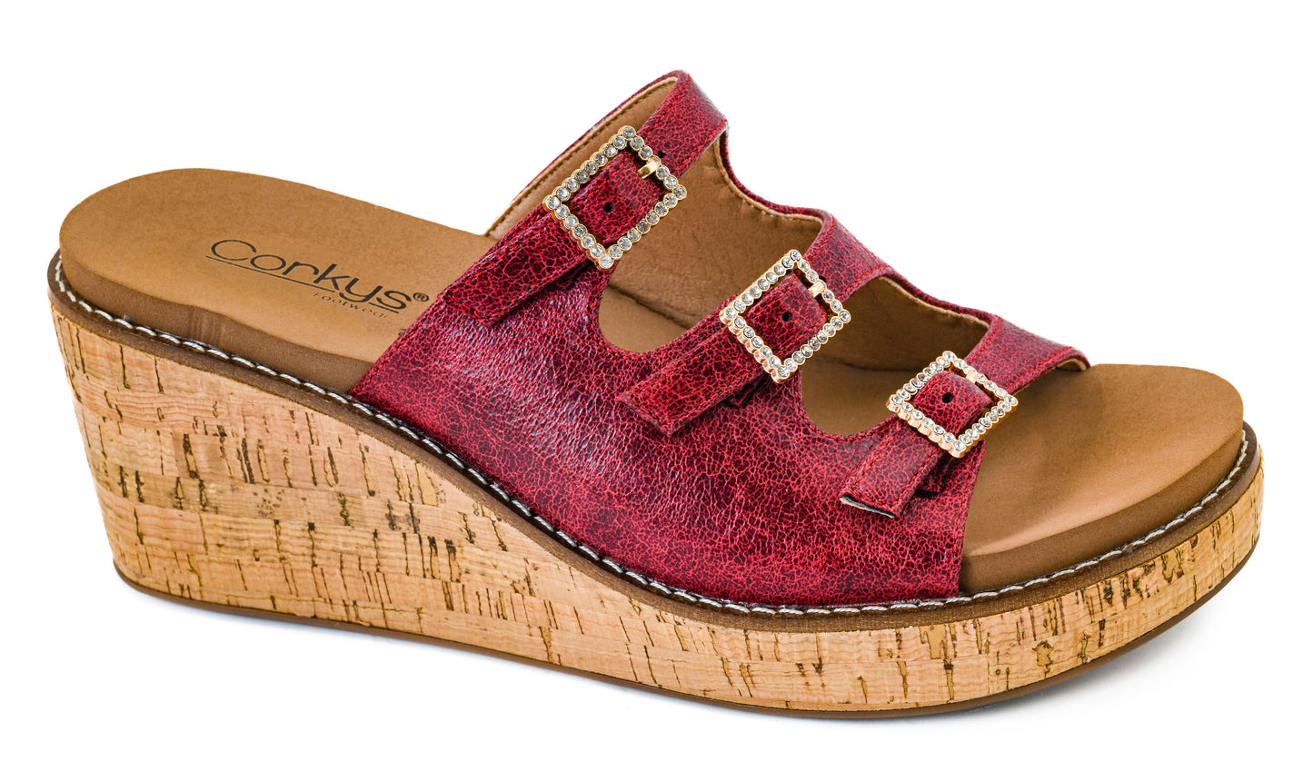 Don't Mind Me Sandals in Red Crinkle by Corkys Footwear