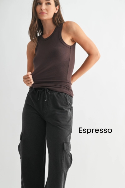 Essential Micro-Ribbed Athleisure Tank Top by Mono B